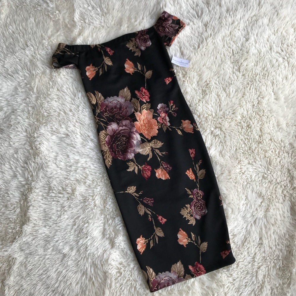 1 LEFT Windsor Floral Black Morning Dew Midi Dress - Picture 3 of 3